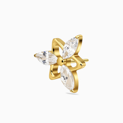 18Kt Gold PVD Titanium Threadless Marquise Cluster Top