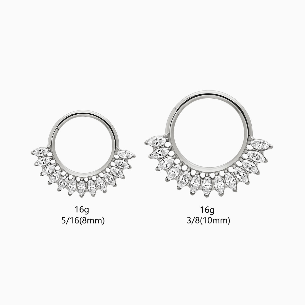 Titanium Marquise Gem Fan Front Facing Hinged Segment Clicker