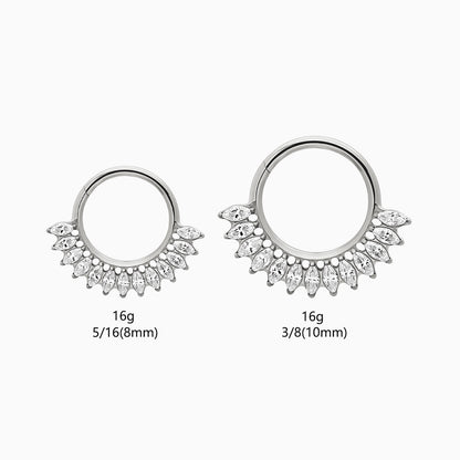 Titanium Marquise Gem Fan Front Facing Hinged Segment Clicker