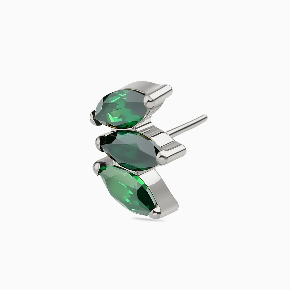 Titanium Threadless Triple Marquise Gem Curve Top