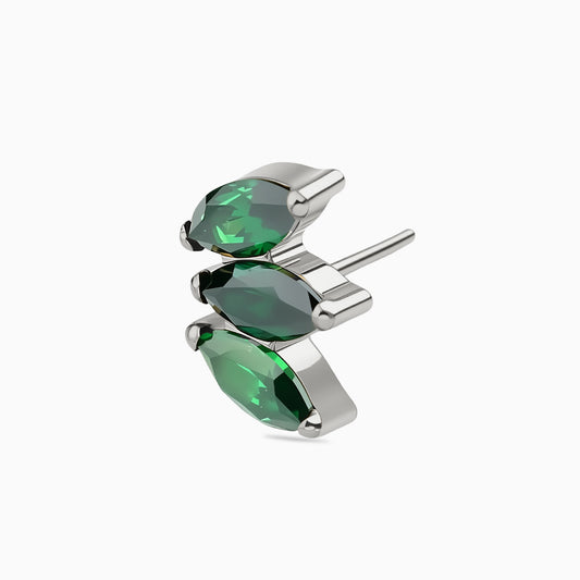 Titanium Threadless Triple Marquise Gem Curve Top