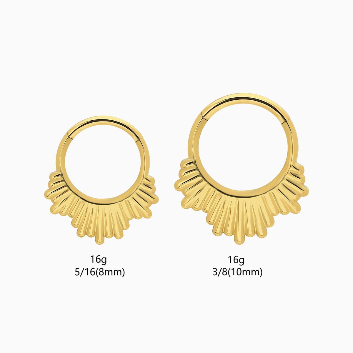 18Kt Gold PVD Titanium Sunburst Front Facing Hinged Segment Clicker