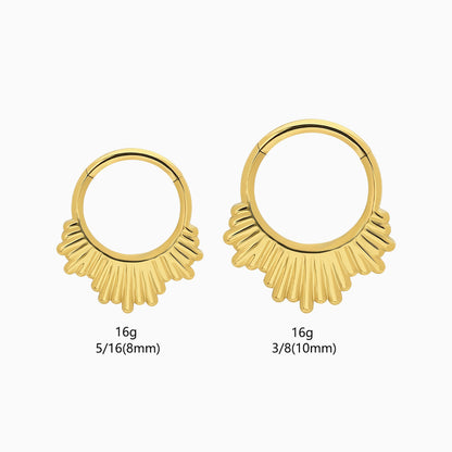 18Kt Gold PVD Titanium Sunburst Front Facing Hinged Segment Clicker