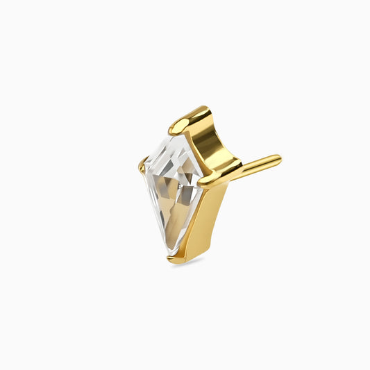 18Kt Gold PVD Titanium Threadless Kite Cut Gem Top.