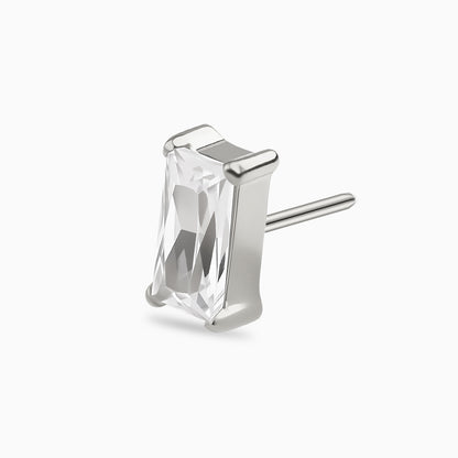 Titanium Threadless Rectangular Baguette Gem Top