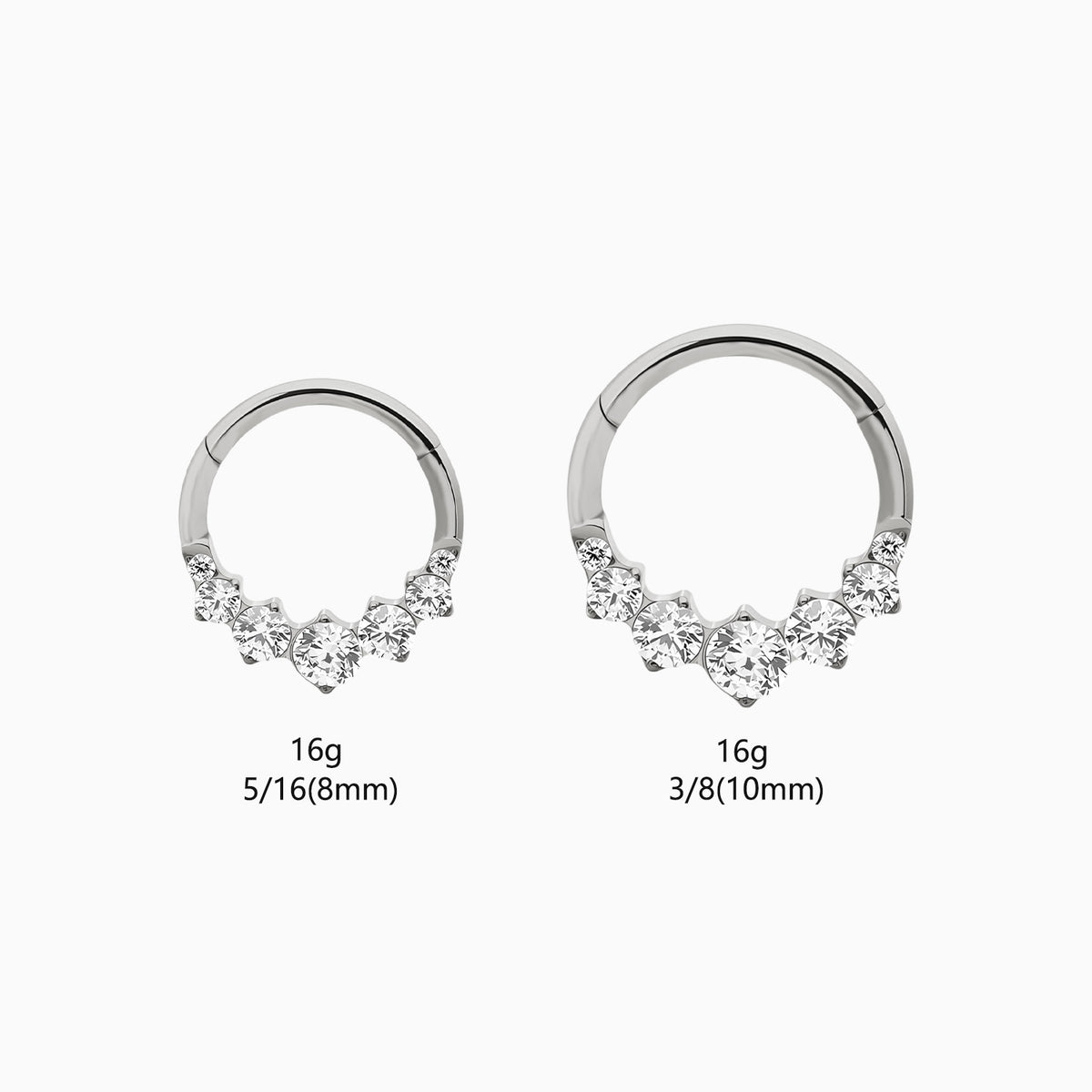 Titanium Graduated Round Gem Cluster Front Facing Hinged Segment Clicker