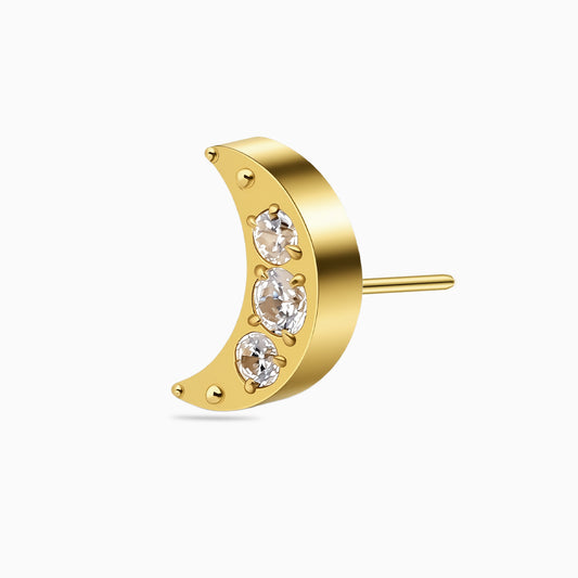 18Kt Gold PVD Titanium Threadless Crescent Moon Gem Top
