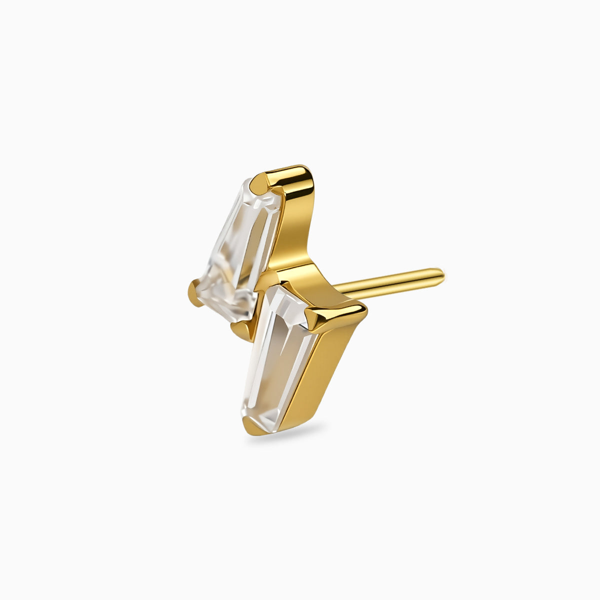 18Kt Gold PVD Titanium Threadless Lightning Bolt Gem Top