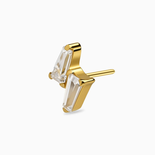 18Kt Gold PVD Titanium Threadless Lightning Bolt Gem Top