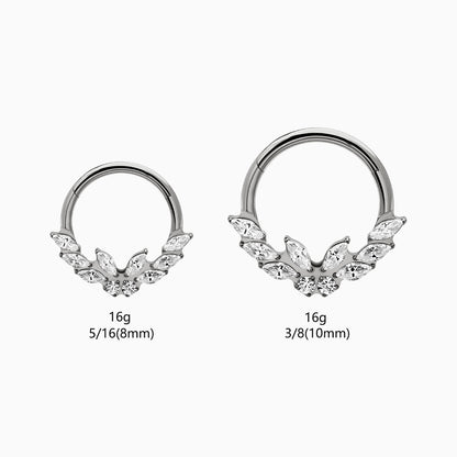 Titanium Marquise & Round Gem Cluster Front Facing Hinged Segment Clicker