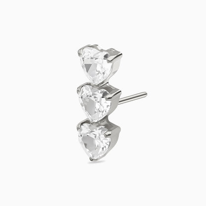 Titanium Threadless Triple Heart Gem Top