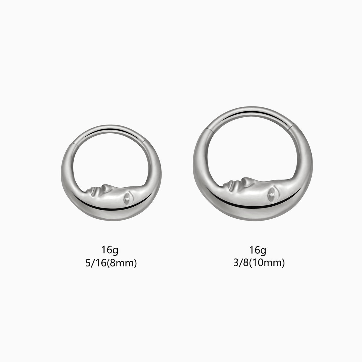 Titanium Crescent Moon Face Front Facing Hinged Segment Clicker