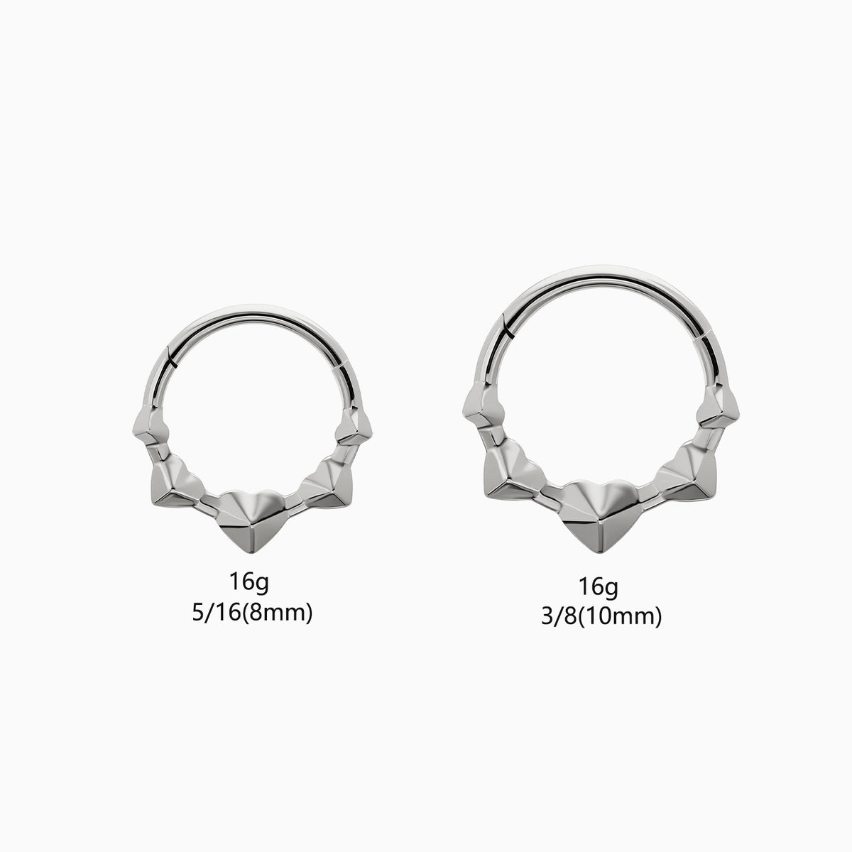 Titanium Heart Cluster Front Facing Hinged Segment Clicker