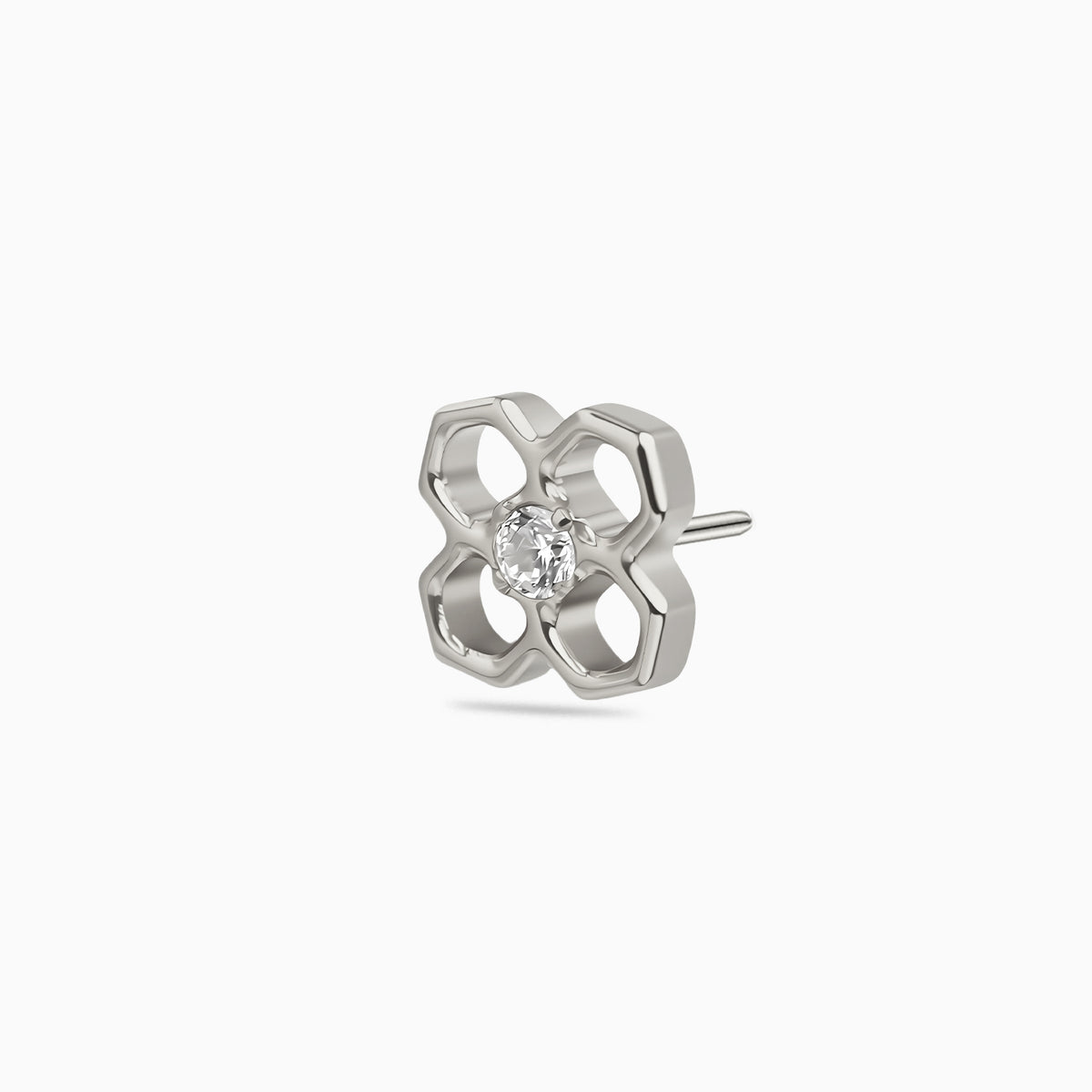 Titanium Threadless Open Flower Gem Top
