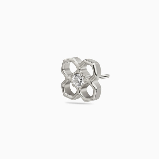 Titanium Threadless Open Flower Gem Top