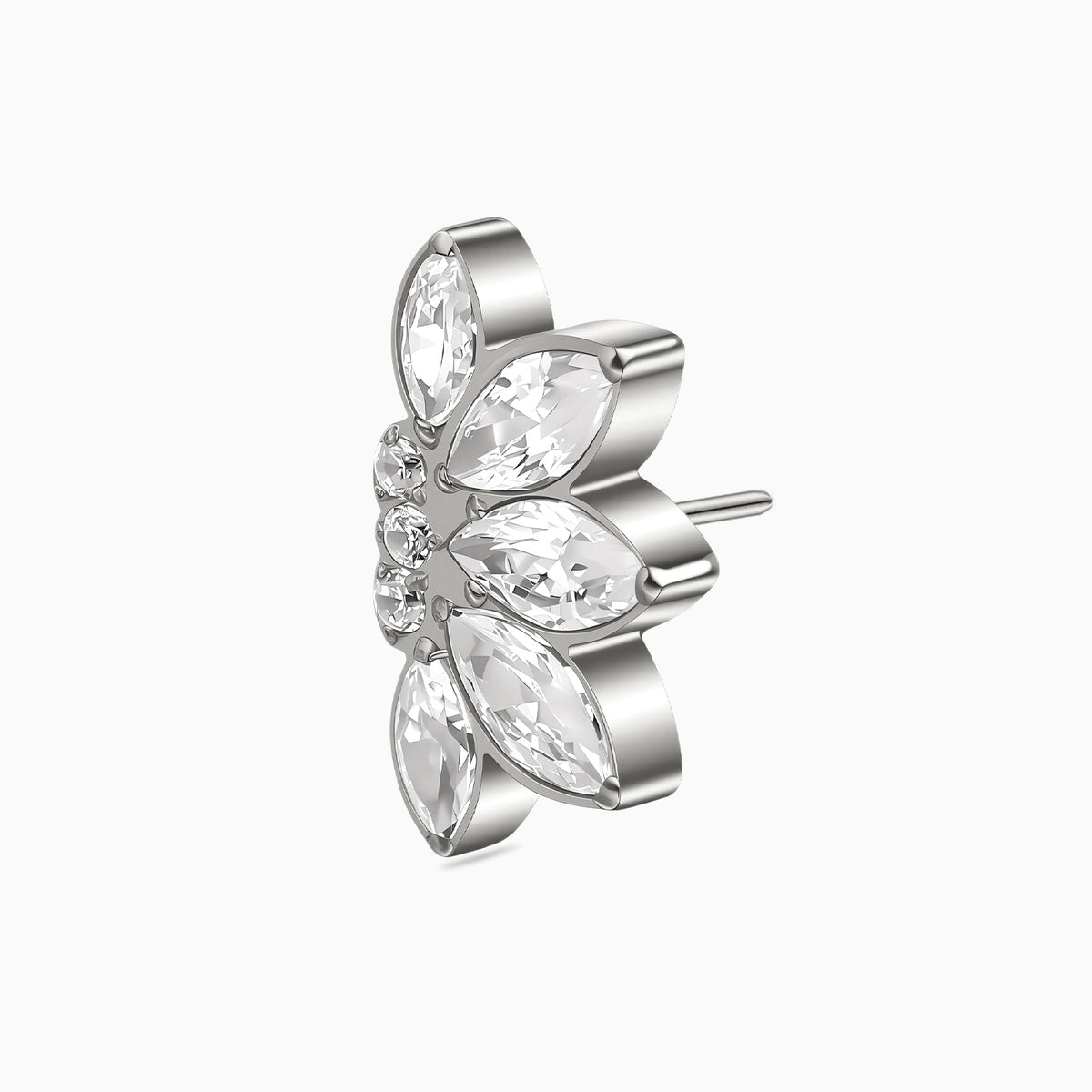 Titanium Threadless Marquise Crown Cluster Top