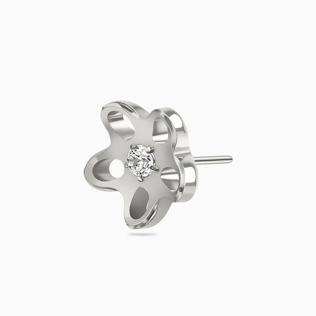 Titanium Threadless Open Flower Gem Top