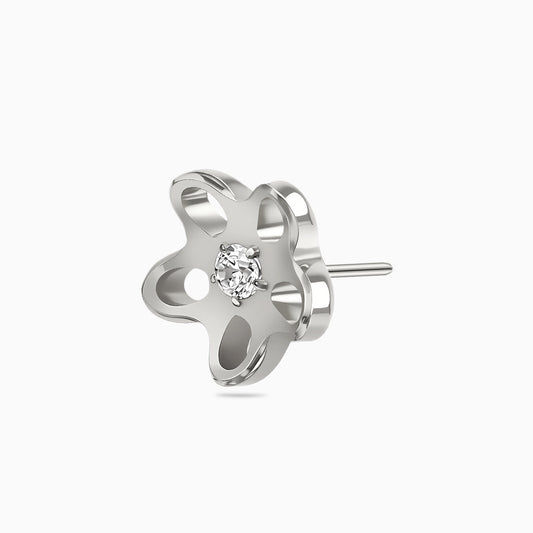 Titanium Threadless Open Flower Gem Top