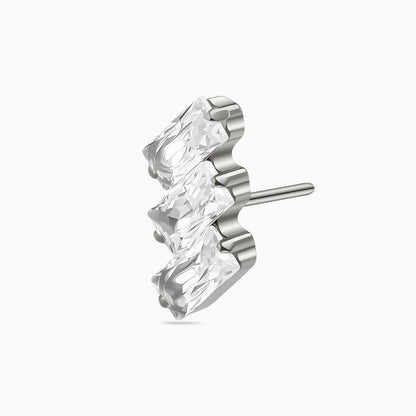 Titanium Threadless Triple Baguette Gem Curve Top