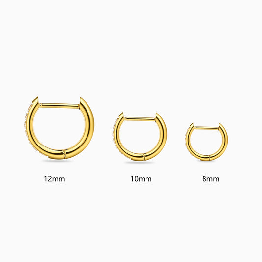 18Kt Gold PVD Titanium Hinged Pave D-Shape Hoop Ring