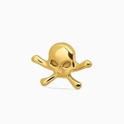 18K Gold PVD Titanium Internally Threaded Skull and Crossbones Top