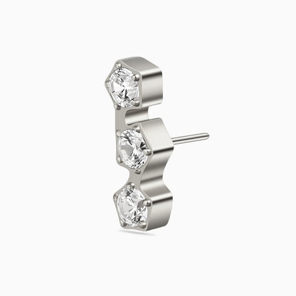 Titanium Threadless Pentigon Three-Stone Cluster Top