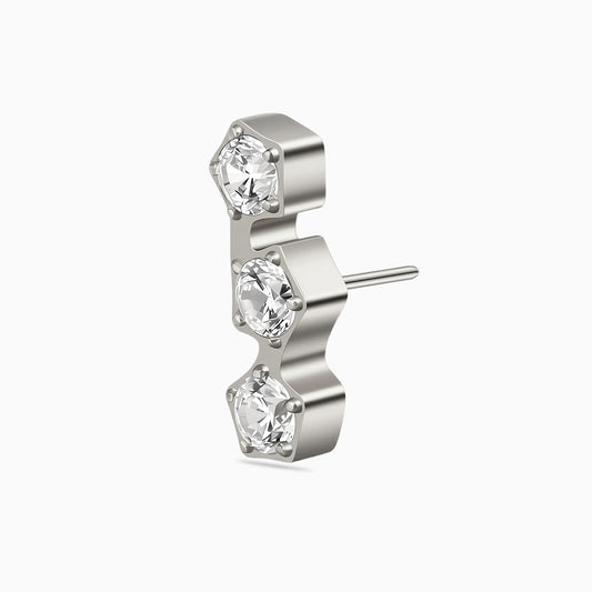 Titanium Threadless Pentigon Three-Stone Cluster Top