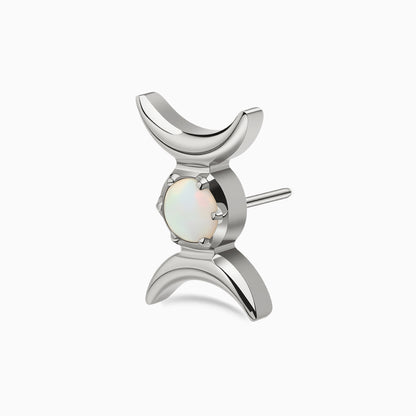 Titanium Threadless Triple Moon Opal Top