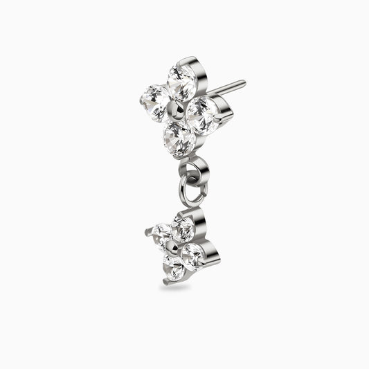 Titanium Threadless Dangle Four-Stone Cluster Top