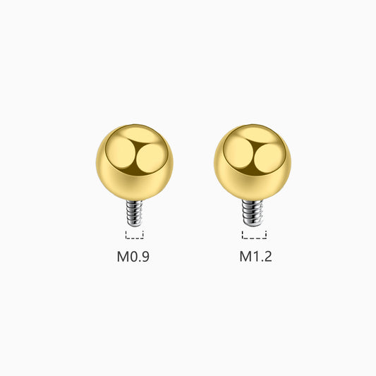 24Kt Gold PVD Titanium Internally Threaded Ball Top