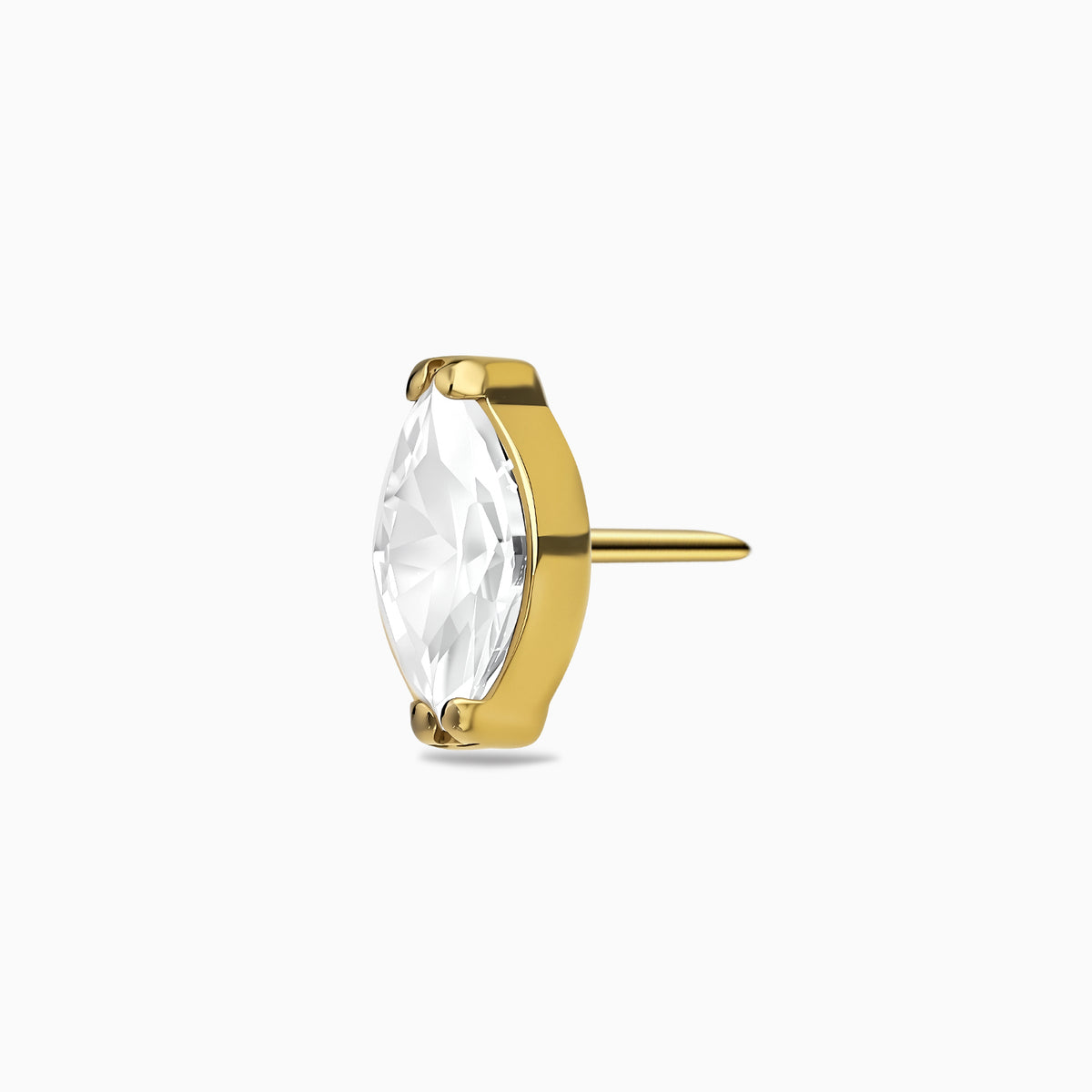 24Kt Gold PVD Titanium Threadless Marquise Bezel-Set Gem Top
