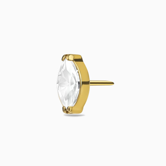 24Kt Gold PVD Titanium Threadless Marquise Bezel-Set Gem Top