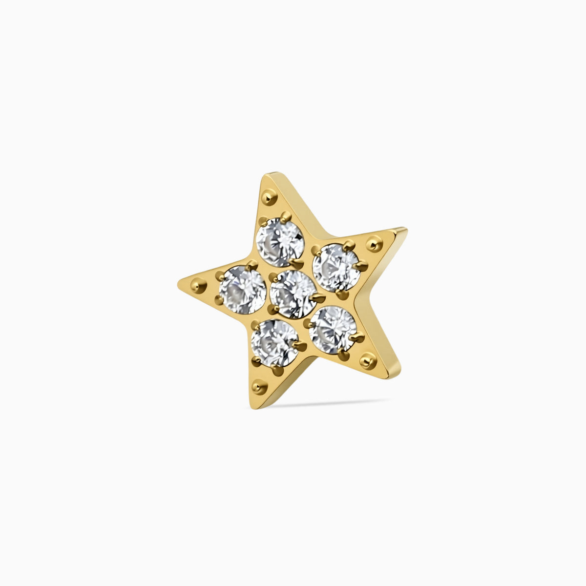 18K Gold PVD Titanium Internally Threaded CZ Star Top