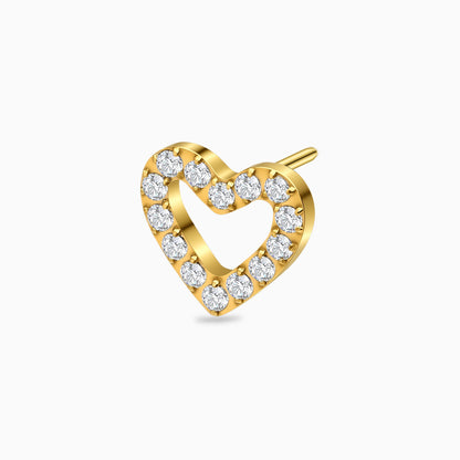 18Kt Gold PVD Titanium Threadless Open Heart Gem Top