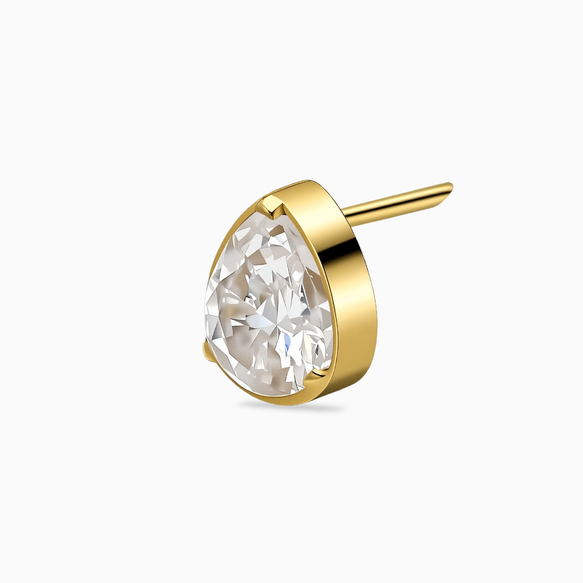 18Kt Gold PVD Titanium Threadless Pear Bezel Top