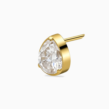 18Kt Gold PVD Titanium Threadless Pear Bezel Top