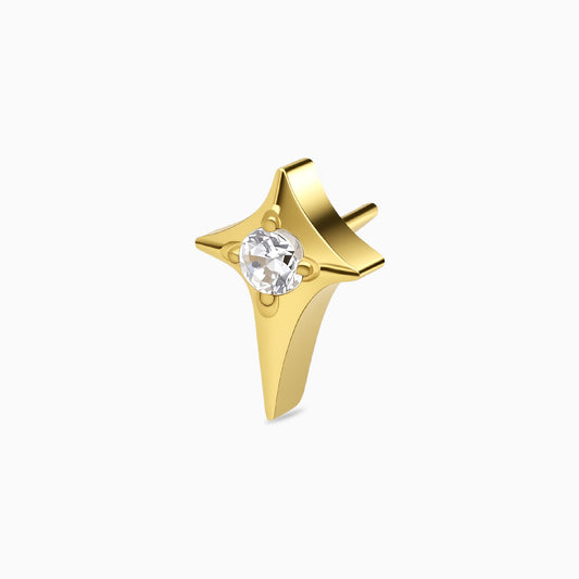18Kt Gold PVD Titanium Threadless Four-Point Star Gem Top