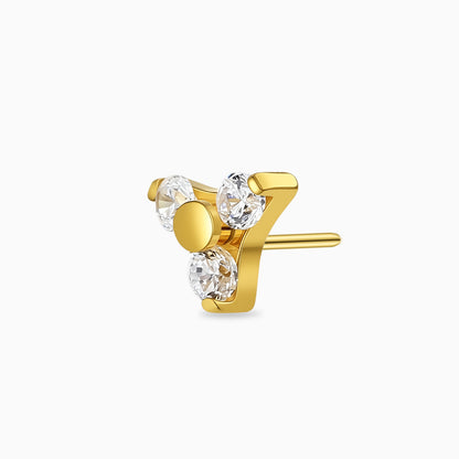 18Kt Gold PVD Titanium Threadless Trillion Cluster Gem Top.