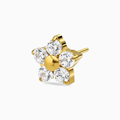 18Kt Gold PVD Titanium Threadless Five-Petal Flower Gem Top