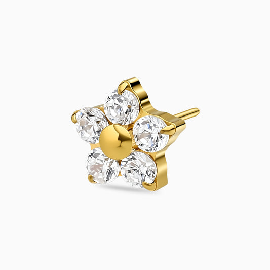 18Kt Gold PVD Titanium Threadless Five-Petal Flower Gem Top