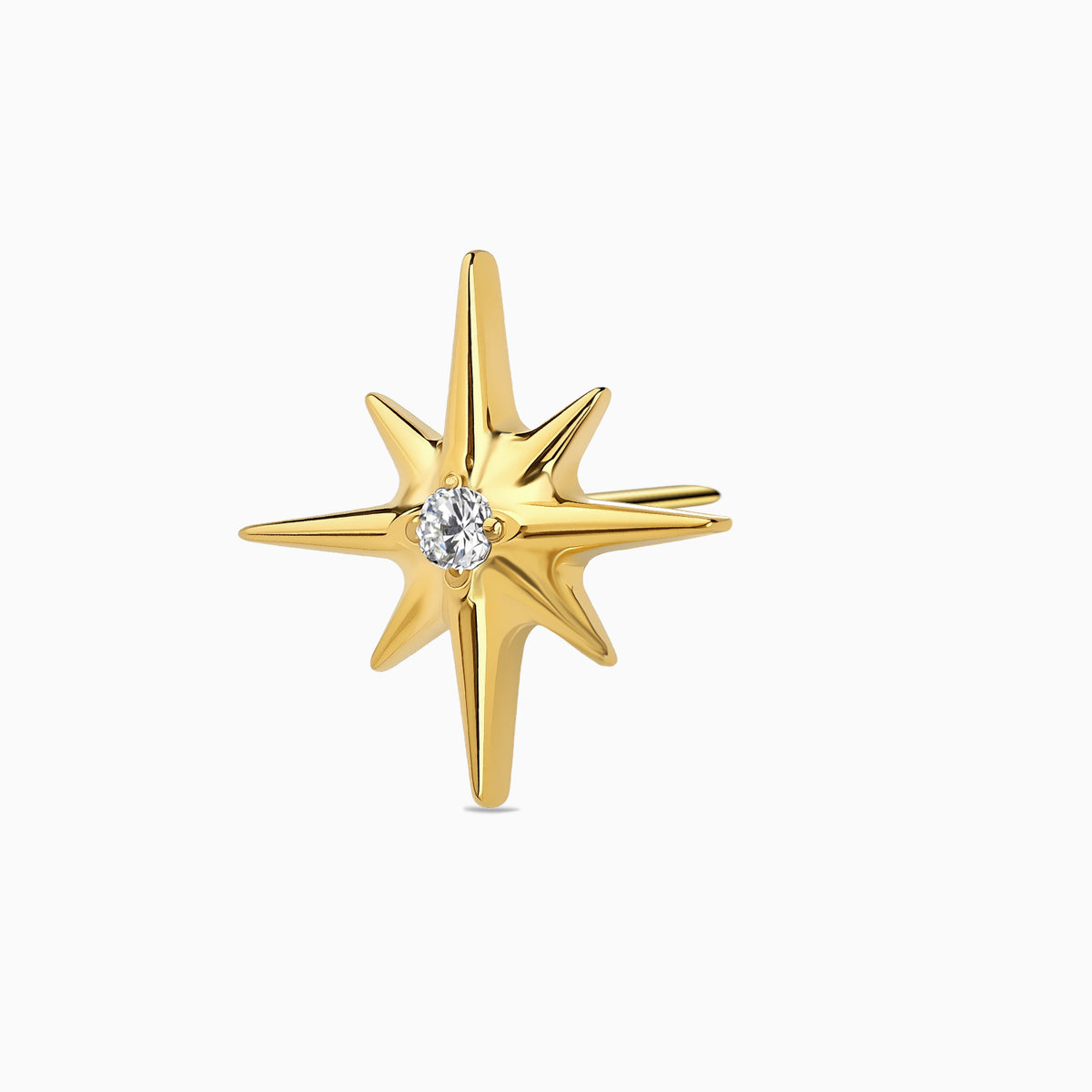 24Kt Gold PVD Titanium Threadless North Star Gem Top.