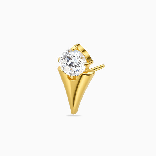 24Kt Gold PVD Titanium Threadless V-Shape Gem Top