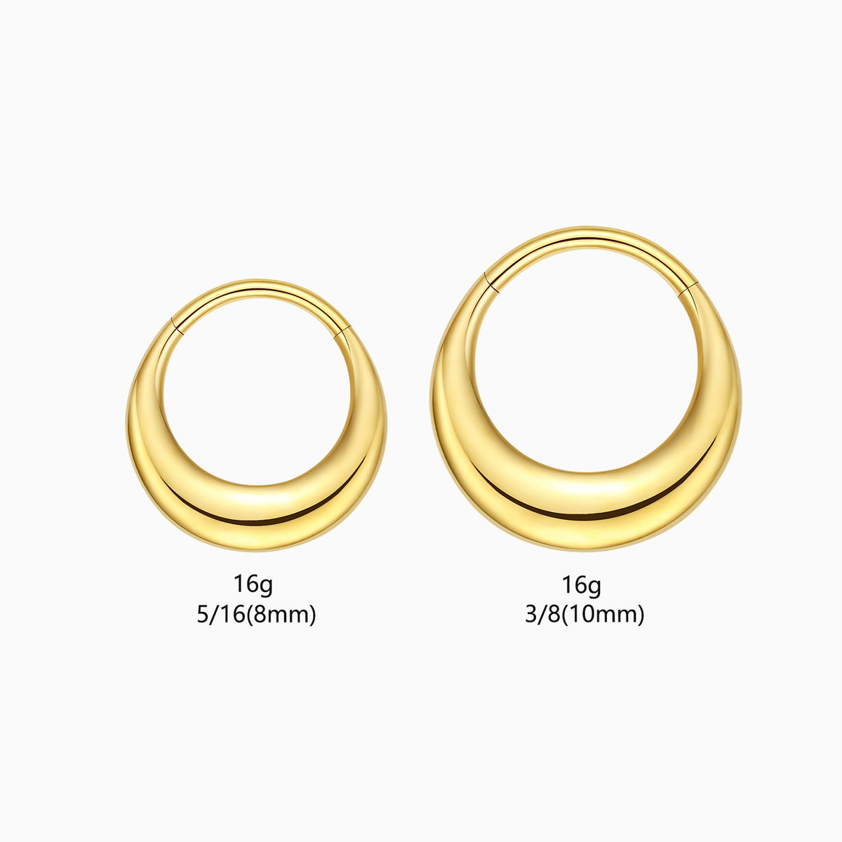 18Kt Gold PVD ASTM F136 Titanium Sleek Dome Septum Front Facing Hinged Segment Clicker