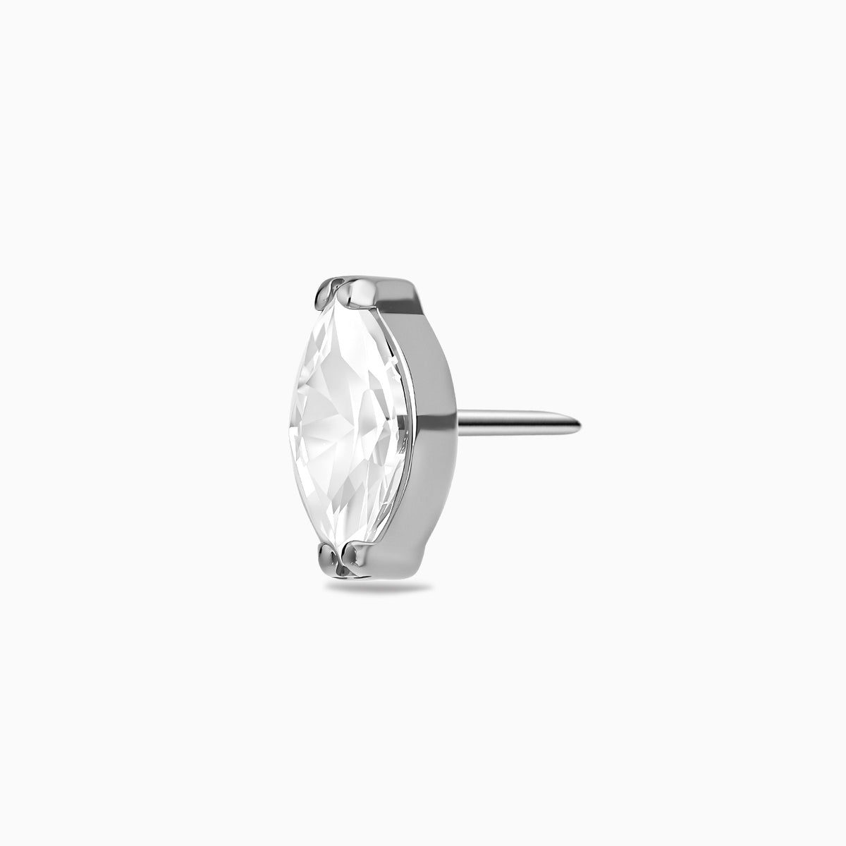 Titanium Threadless Marquise Bezel-Set Gem Top