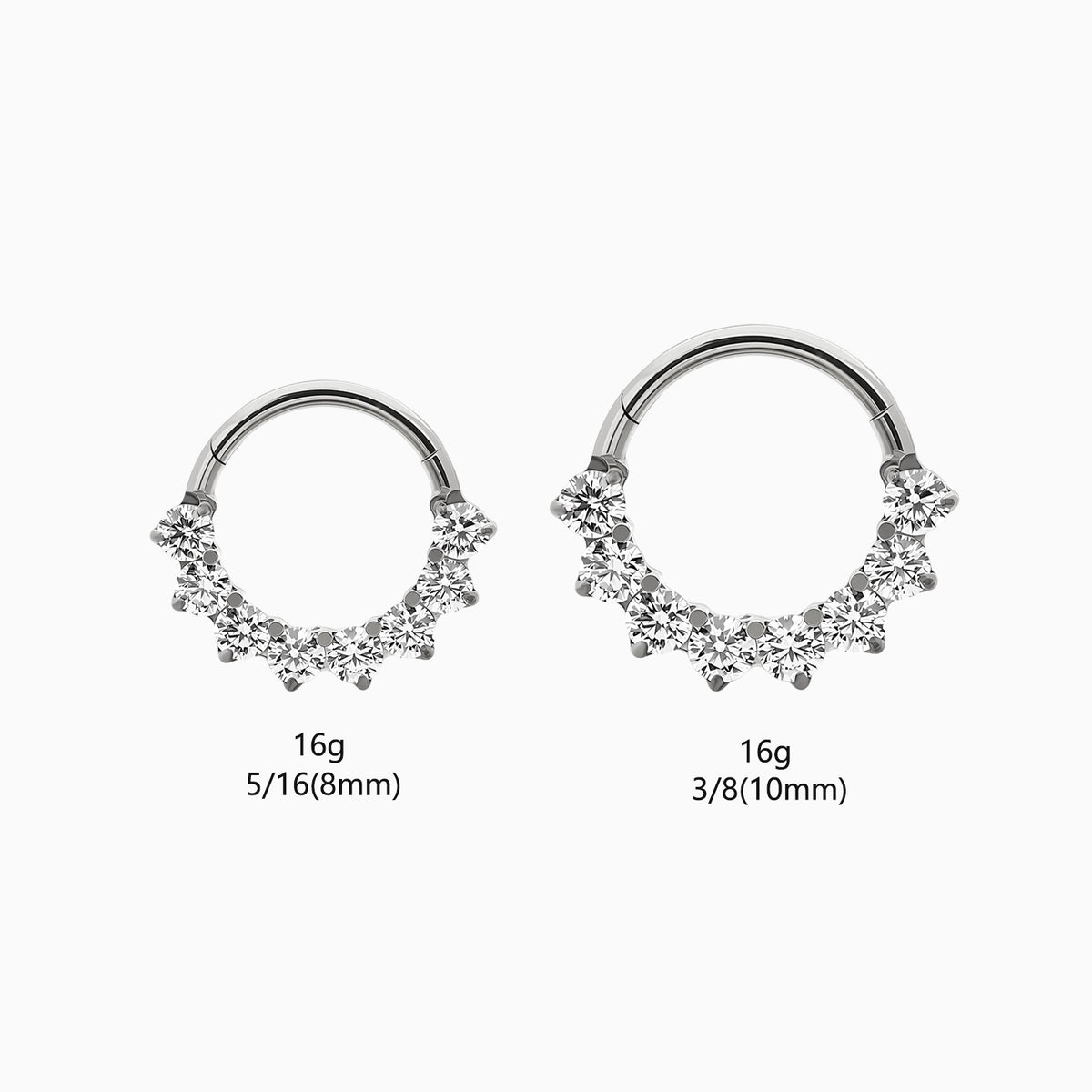 Titanium Round Prong Set Gem Cluster Front Facing Hinged Segment Clicker
