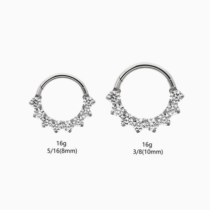 Titanium Round Prong Set Gem Cluster Front Facing Hinged Segment Clicker