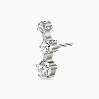Titanium Threadless Graduated Triple Round Gem Curve Top.