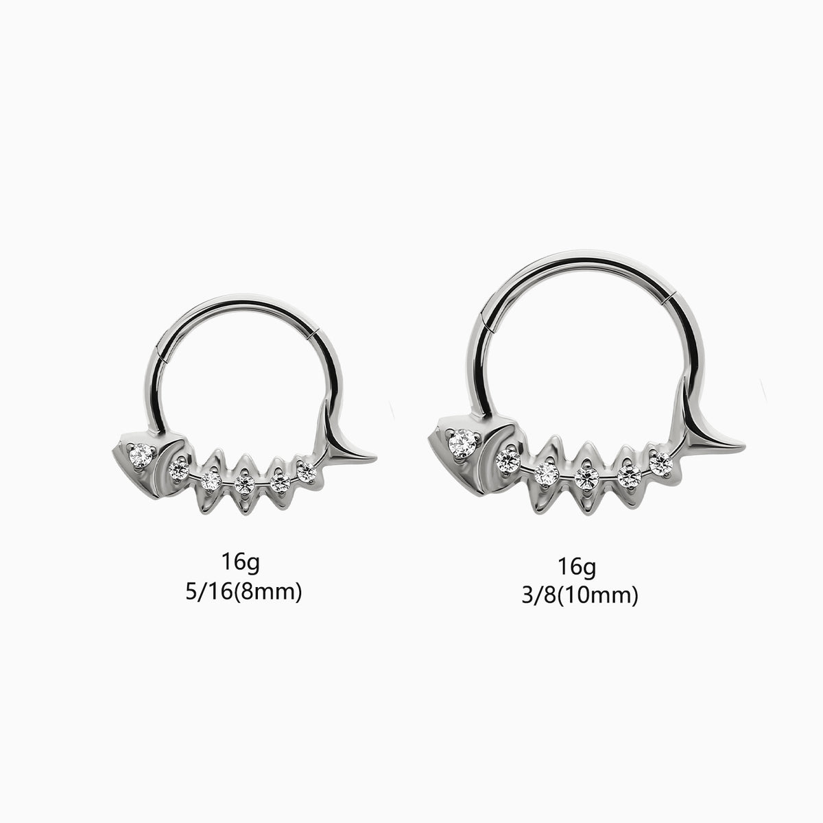 Titanium Fishbone Round Gem Front Facing Hinged Segment Clicker