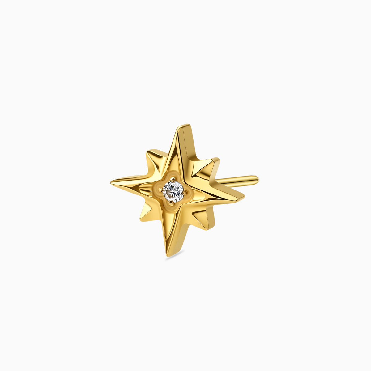 18Kt Gold PVD Titanium Threadless Eight-Point Star Gem Top