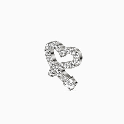 Titanium Internally Threaded CZ Heart Ribbon Top